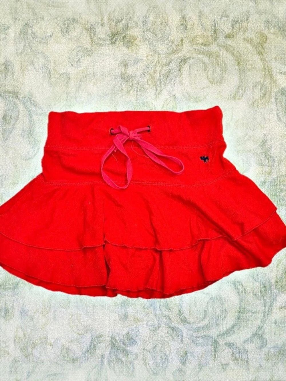 Abercrombie Red Ruffle Mini Skirt